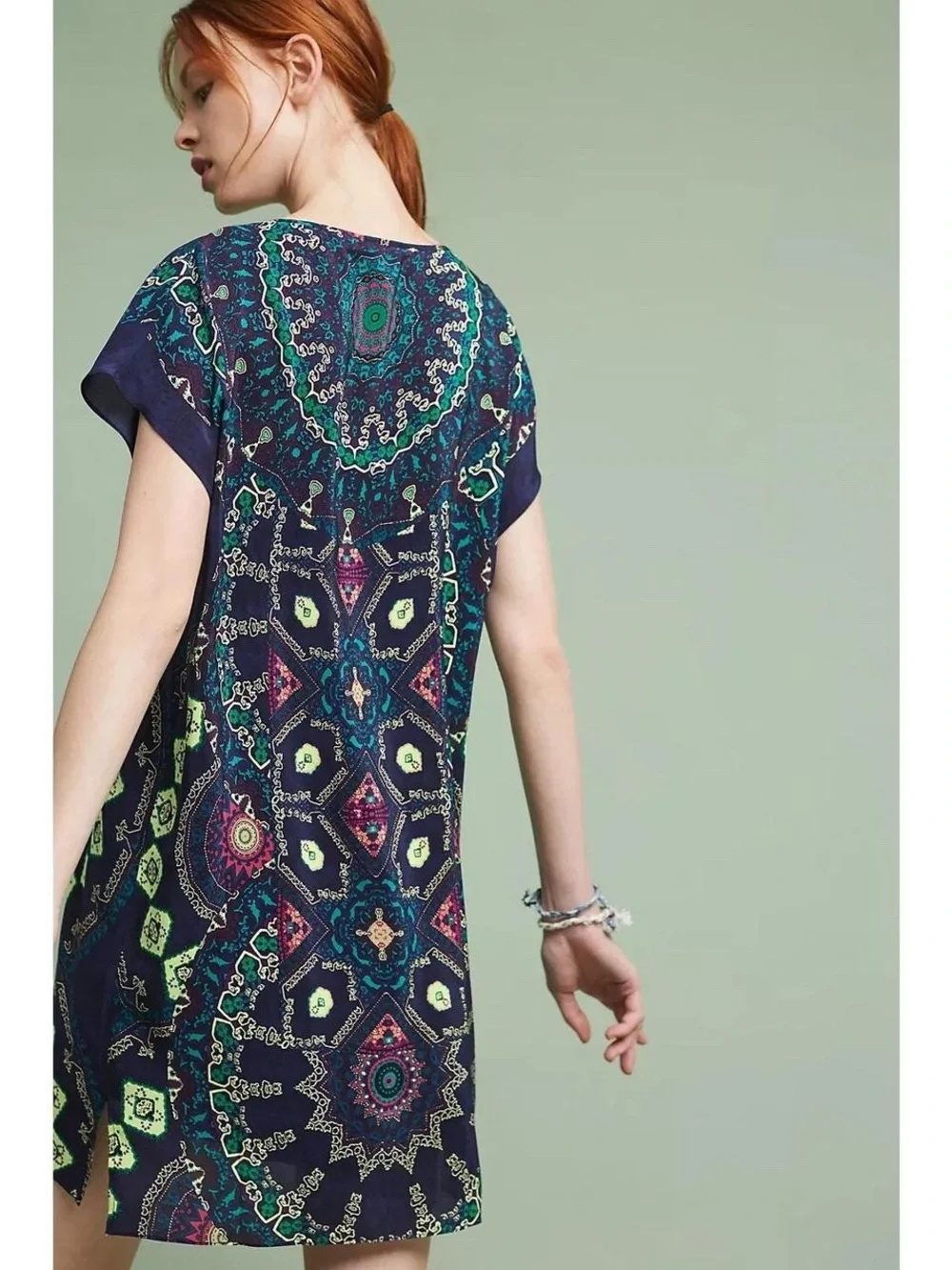 Maeve Anthropologie Medallion 100% Silk Dress Medium